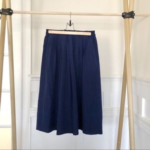 J.CREW Navy Pleated Midi Skirt